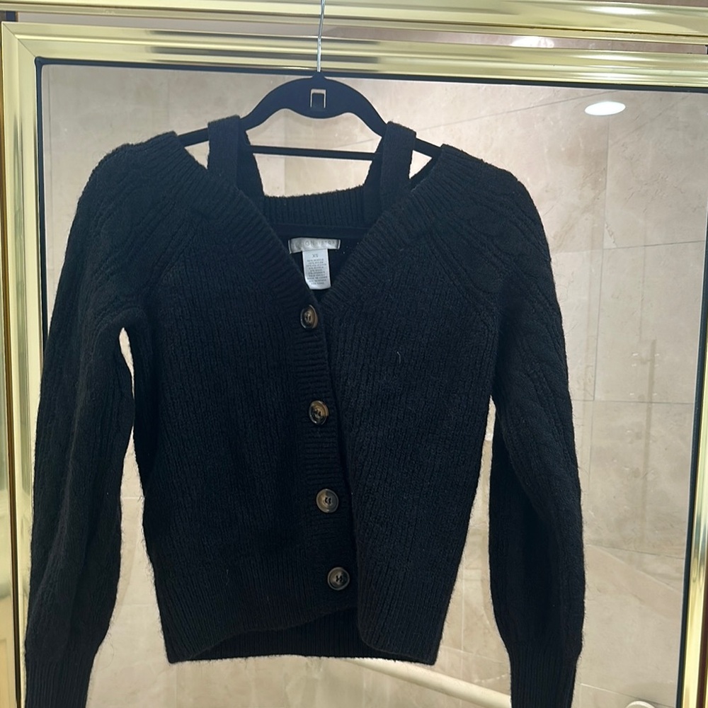 Design History Black Cardigan Sweater V-Neck Knit